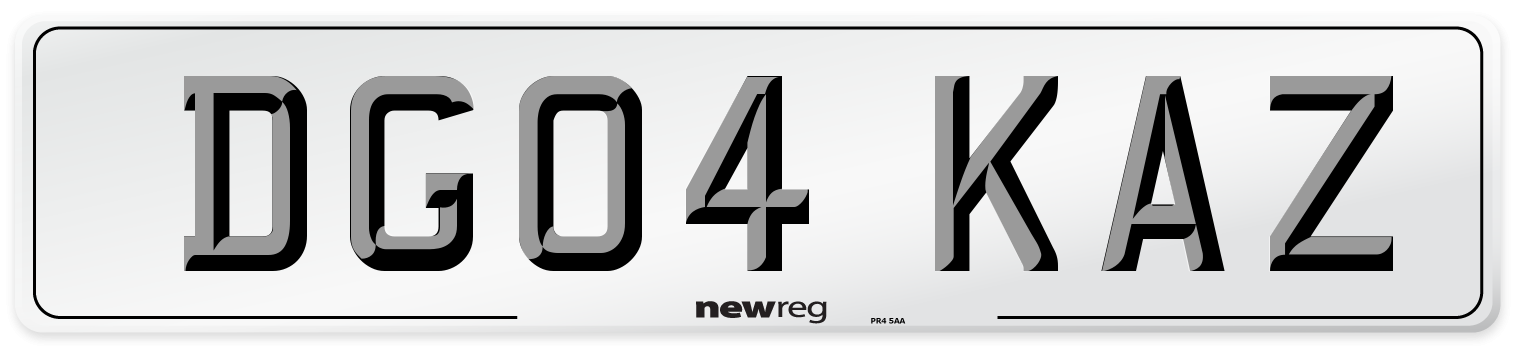 DG04 KAZ Number Plate from New Reg